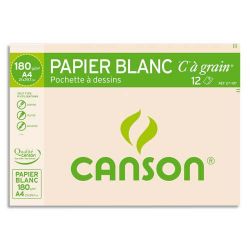 CANSON Pochette de 12 feuilles de papier dessin C A GRAIN 180g A4