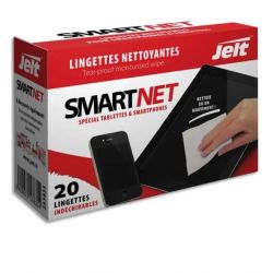 JELT Boîte de 20 lingettes individuelles SmartNet antistatiques, ininflammables et sans alcool