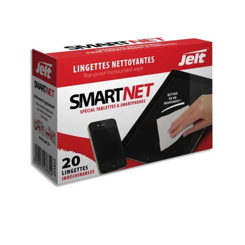 JELT Boîte de 20 lingettes individuelles SmartNet antistatiques, ininflammables et sans alcool