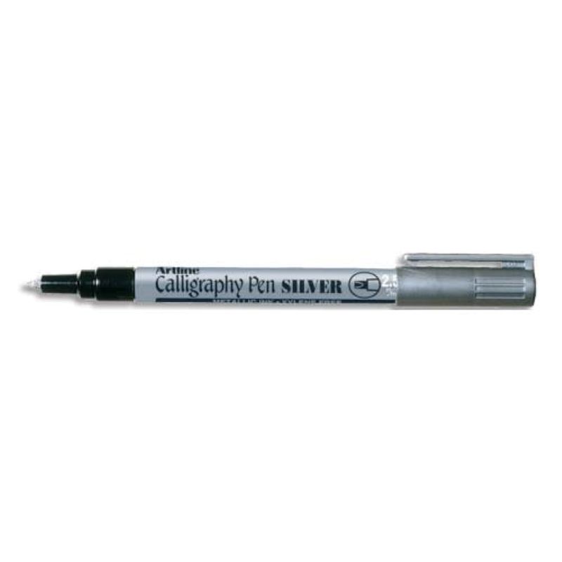ARTLINE Stylo calligraphie pointe fibre biseautée 2,5mm Argent