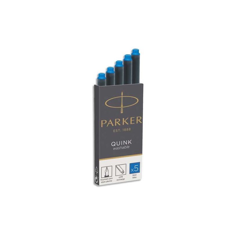 PARKER Etui de 5 cartouches longues QUINK encre Noire