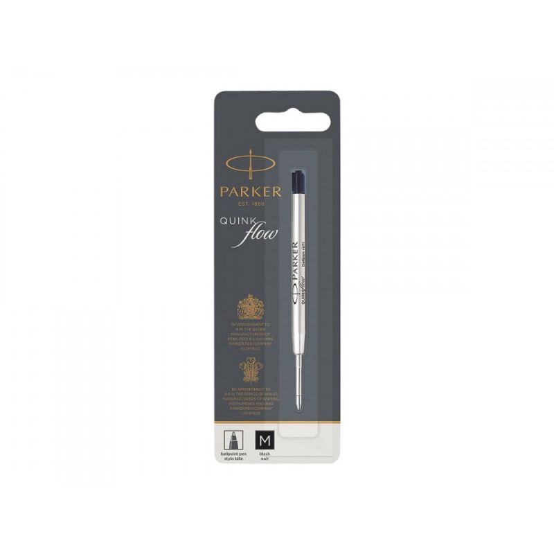 PARKER Recharge pour bille pointe moyenne QUINKFLOW encre Noire.