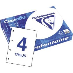 CLAIREFONTAINE Ramette de 500 feuilles papier Blanc CLAIRALFA 80 grammes format A4 perforé 4 trous