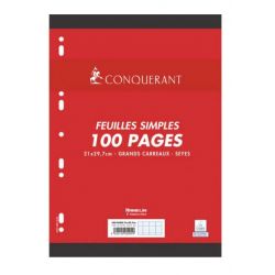CONQUERANT C7 Feuillets mobiles 21x29,7cm 100 pages grands carreaux