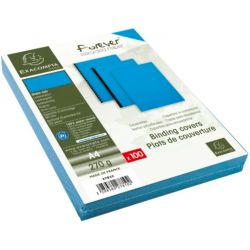 EXACOMPTA Paquet 100 plat couverture FOREVER rigide, grain cuir, 270 g, certifié ange Bleu, Bleu A4 2781C