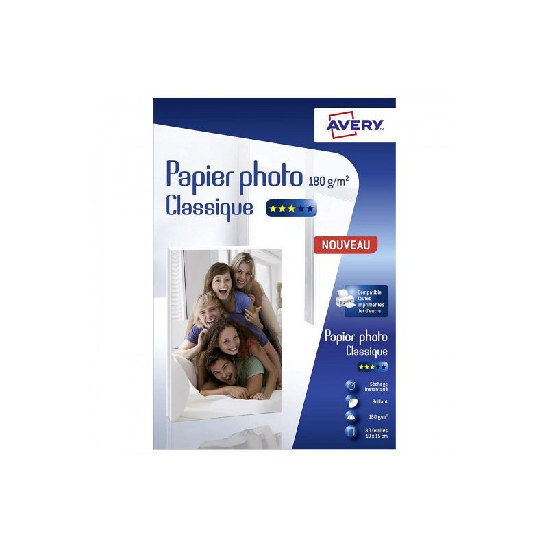AVERY Boîte de 80 feuilles de papier photo brillant 10x15cm 180g