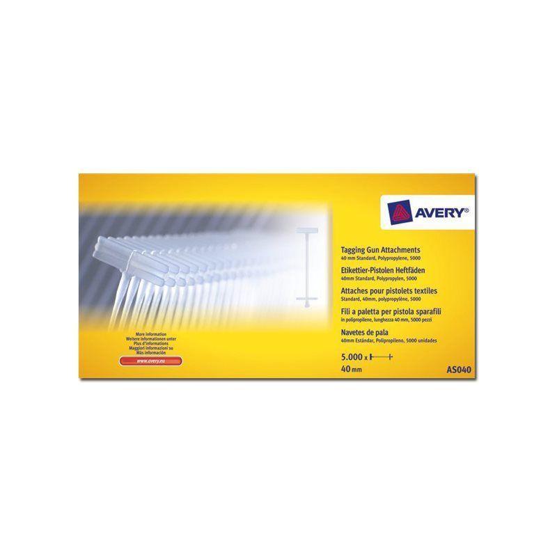 AGIPA Boite de 5000 attaches textiles en polypropylène pour pistolet longueur 40 mm