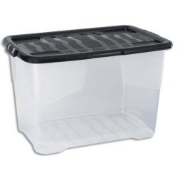 STRATA Boîte de rangement avec couvercle Noir capacité 65 Litres
