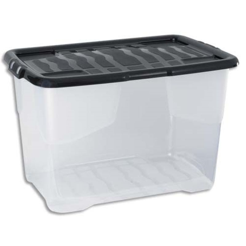 STRATA Boîte de rangement avec couvercle Noir capacité 65 Litres