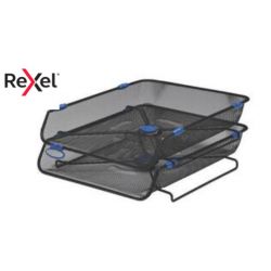 REXEL Corbeille à courrier Swivel & Stack, Maille en métal. Dimensions : L29xH7,4XP34,5 cm. Coloris Noir