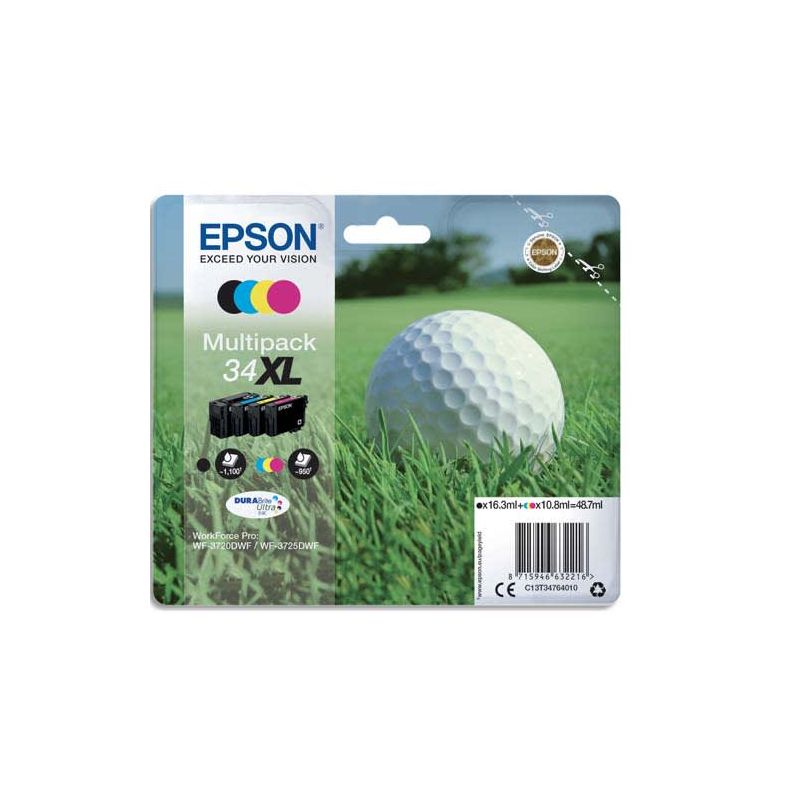 EPSON Cartouche multipack balle de golf Jet d'encre durabrite ultra noir/Cyan/Magenta/jaune XL