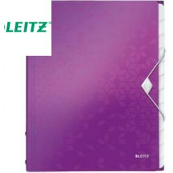 LEITZ Trieur 12 touches WOW en polypropylène. Fermeture élastique 3 rabats. Coloris Violet