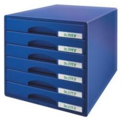 LEITZ Bloc de classement 6 tiroirs. Dimensions (lxhxp) : 32,3x31,5x39,7 cm. Coloris Bleu