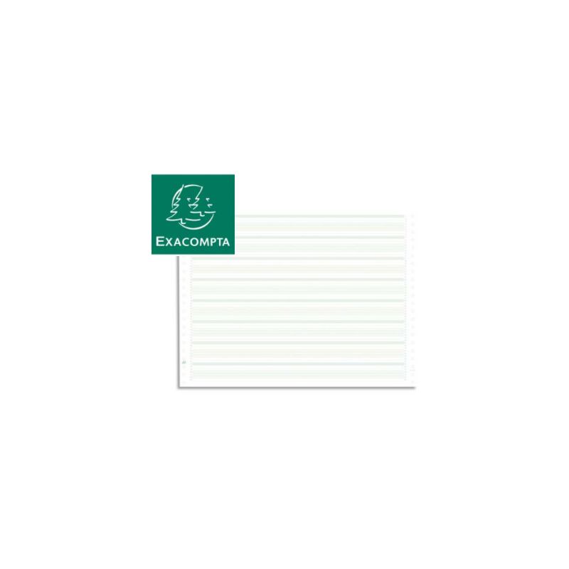 EXACOMPTA Boîte 2000 feuilles listing 70g standard zoné vert 380x11 1 pli bande Caroll non détachable
