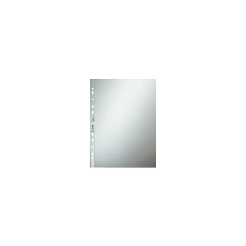 LEITZ Sachet de 100 pochettes perforées A4 en polypropylène 7,5/100eme lisse. Coloris transparent