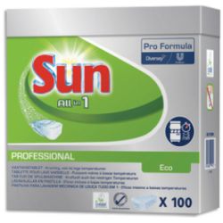 SUN Boîte de 100 tablettes lave vaisselle éco- labellisée tout en un, fonctions sel et liquide de rinçage