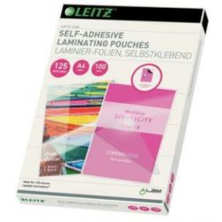 LEITZ Paquet de 100 Pochettes plastification à chaud, A4, 2 x 125 microns, autocollantes 16925