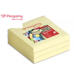 PERGAMY Bloc de 100 feuilles repositionnables dimensions 7,6x7,6cm. Coloris jaune