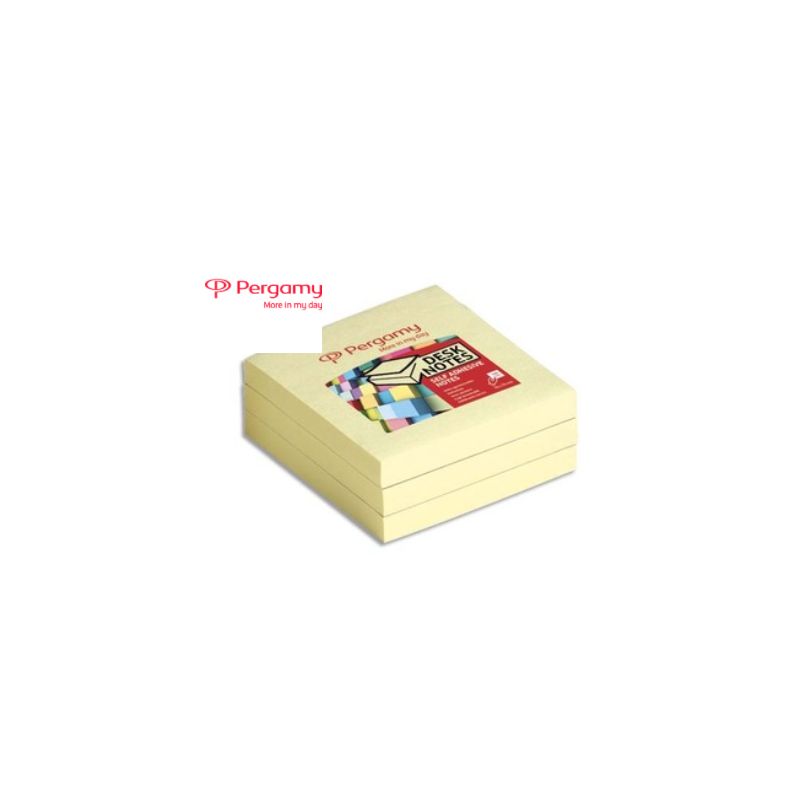 PERGAMY Bloc de 100 feuilles repositionnables dimensions 7,6x7,6cm. Coloris jaune