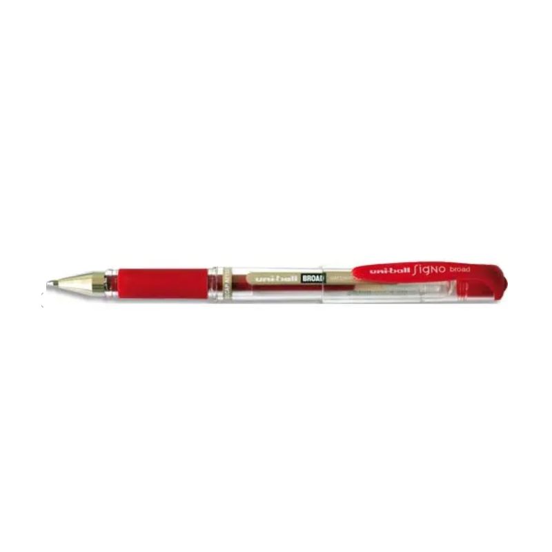 UNIBALL Stylo à bille pointe large encre gel rouge SIGNO BROAD, corps avec grip +capuchon UNI BALL