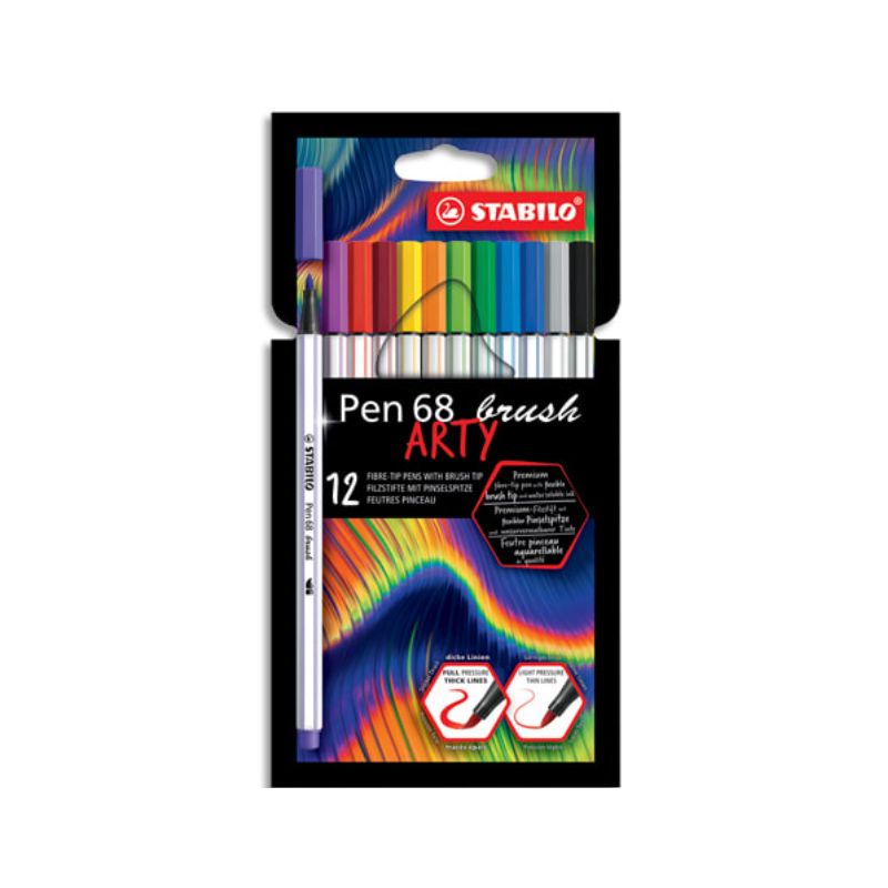 STABILO Etui carton x 12 feutres pinceau Pen 68 brush ARTY