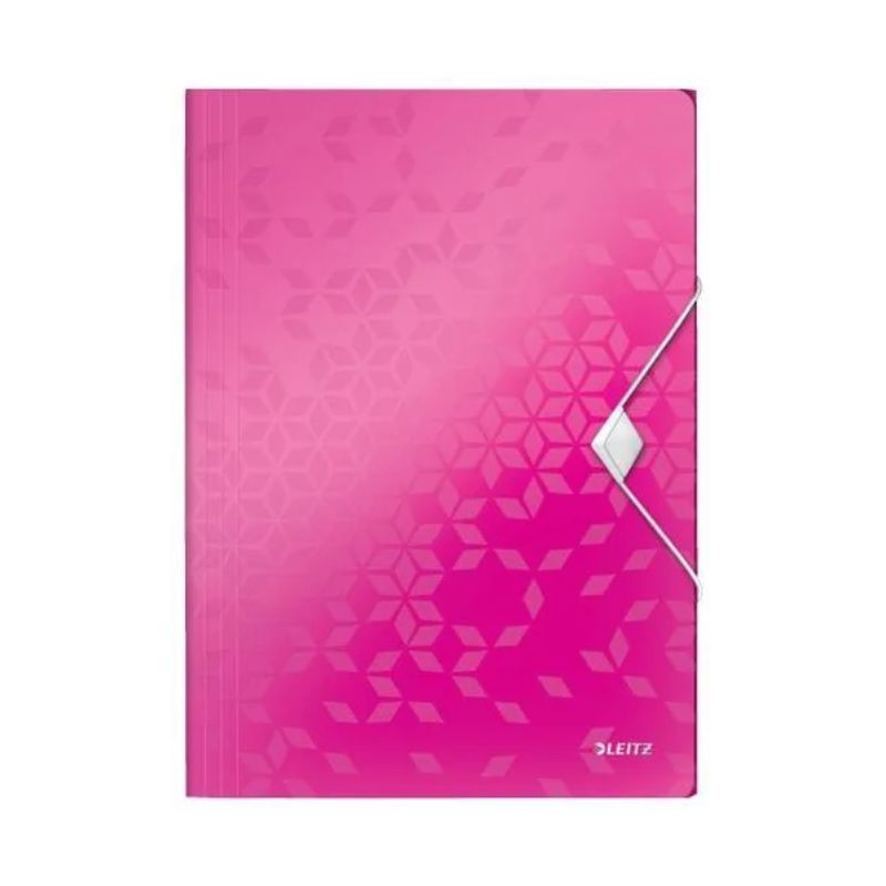 LEITZ Chemises 3 rabats à élastique WOW en polypopylène. Coloris Rose.