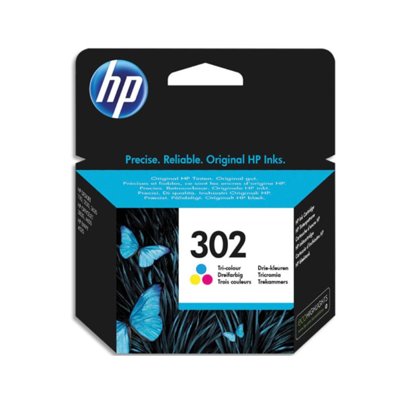 HP cartouche 3 couleurs 302 jet d'encre F6U65AE UUE