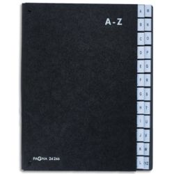 DURABLE Trieur alphabétique Noir int papier recyclé. 24 compartiments (A-Z). Format 26,5x34cm