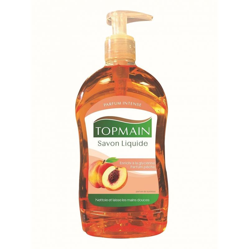TOPMAIN Flacon à pompe 500 ml de Savon liquide doux à la glycérine parfum Pêche