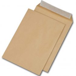 Boite de 250 pochettes kraft C4 90g avec fenêtre 50x100 mm