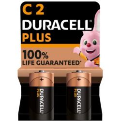 DURACELL Piles alcalines C Plus 100%, 1.5V LR14 MN1400, lot de 2 piles