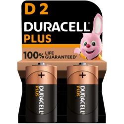 DURACELL Piles alcalines D Plus 100%, 1.5V LR20 MN1300, lot de 2 piles