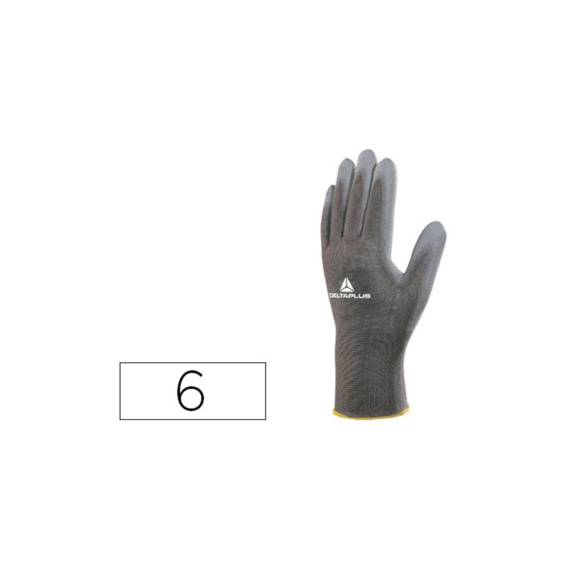 Gant tricot deltaplus polyamide paume enduite polyuréthane jauge 13 coloris gris taille 6 