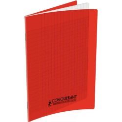 CONQUERANT Cahier format A4 48 pages 90g grands carreaux Séyès coloris rouge