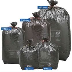 Boîte de 200 sacs poubelles traditionnels 130 litres renforcés Noir 82x120cm 34 microns NFE