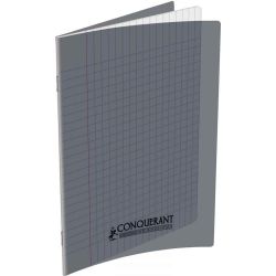 CONQUERANT Cahier piqûre 24x32cm 48 pages 90g grands carreaux Séyès coloris gris