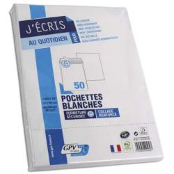 GPV Paquet de 50 pochettes vélin Blanc auto-adhésives 90g format C4 229 x 324 mm fenêtre 50 x 100 mm