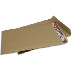 Boîte de 250 pochettes kraft brun auto-adhésives 90g format 229x324 mm C4