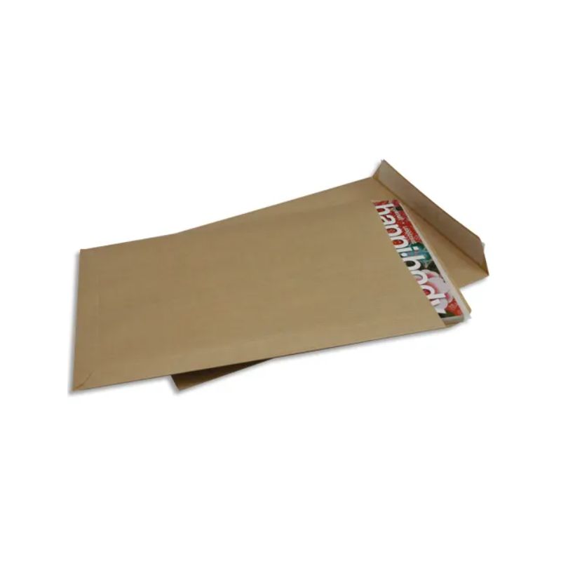 Boîte de 250 pochettes kraft brun auto-adhésives 90g format 229x324 mm C4