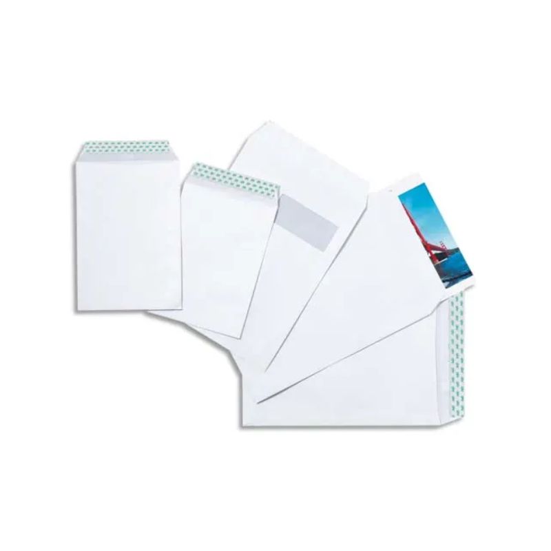 GPV Boîte de 500 pochettes auto-adhésives velin Blanc 90g format 162x229 C5 