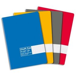 Cahier piqûre format A4 96 pages petits carreaux 5x5 70g coloris aléatoire