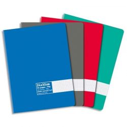 Cahier piqûre 24x32cm 96 pages petits carreaux 5x5 70g coloris aléatoire