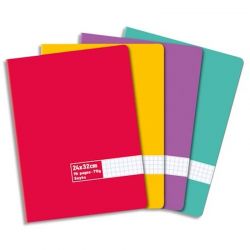 Cahier piqûre 24x32cm 96 pages unies 70g coloris aléatoire