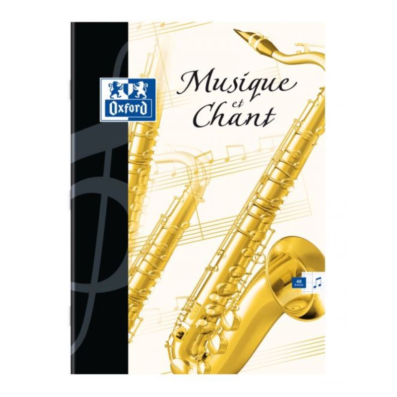 OXFORD Cahier de musique format A4 24 pages grands carreaux Séyès+24 pages portées
