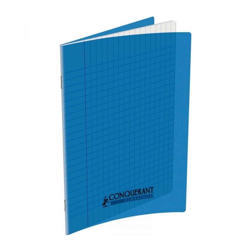 CONQUERANT Cahier format 17x22cm 48 pages 90g grands carreaux Séyès Coloris bleu