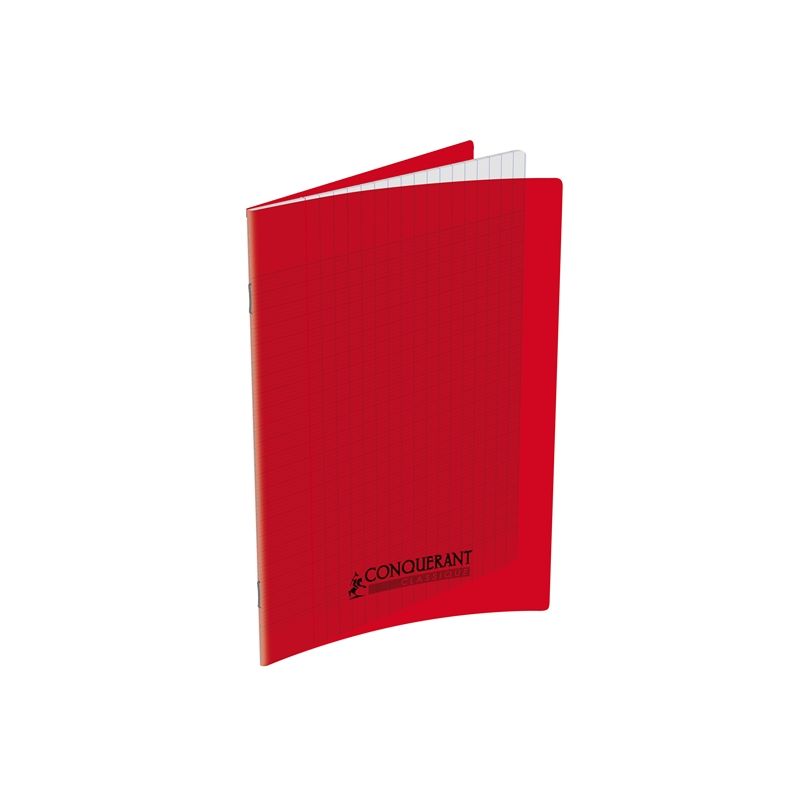 CONQUERANT Cahier format 17x22cm 60 pages 90g grands carreaux Séyès Coloris rouge