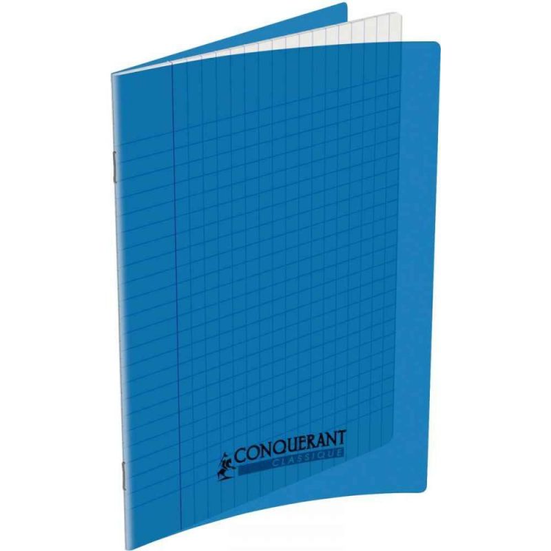 CONQUERANT Cahier format 17x22cm 60 pages 90g grands carreaux Séyès Coloris bleu