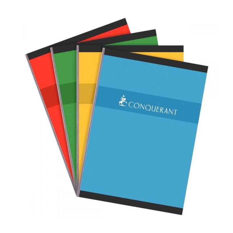 CONQUERANT Cahier reliure brochure format A4 192 pages 70g grands carreaux séyès