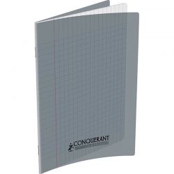 CONQUERANT Cahier format A4 96 pages 90g grands carreaux Séyès coloris gris