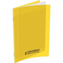 CONQUERANT Cahier piqûre 17x22cm 96 pages 90g grands carreaux Séyès coloris jaune